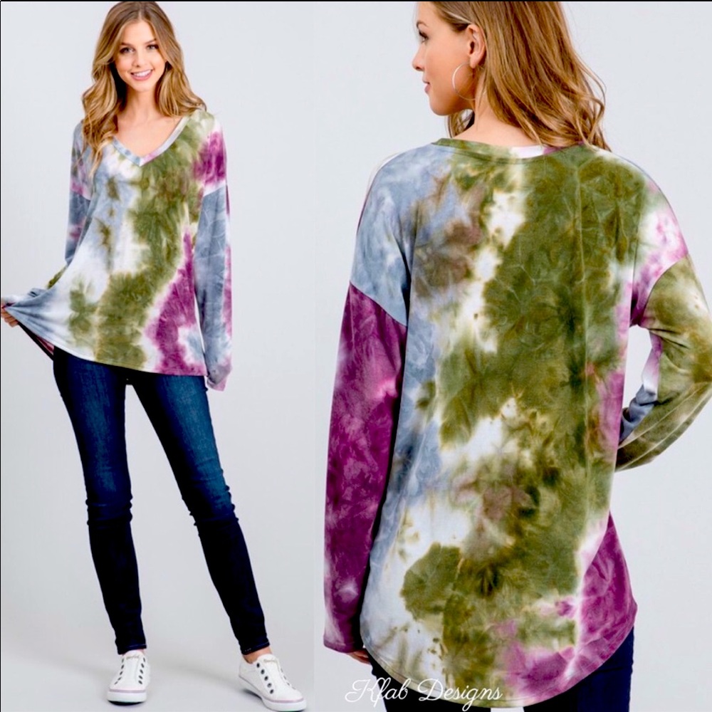 Gorgeous💜tie-dye hi-low top best-of transition